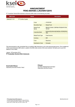 ANNOUNCEMENT PENG-484/KSEI.3.JKU/ISIN/122016