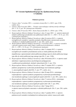 Nowelizacja Statutu 2016r. - XV Liceum Ogólnokształcące im