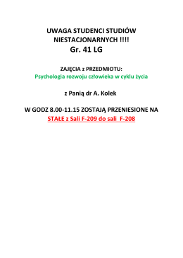 Zmiana sali gr. 41 LG z Dr A. Kolek