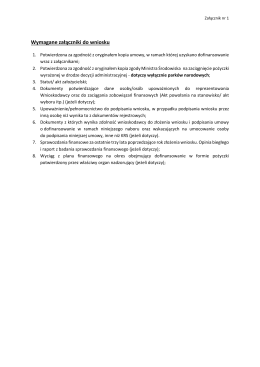 Wymagane załączniki do wniosku