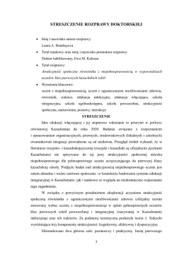 STRESZCZENIE ROZPRAWY DOKTORSKIEJ