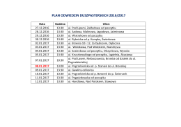 PLAN ODWIEDZIN DUSZPASTERSKICH 2016/2017
