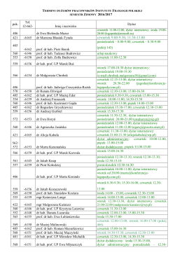 Dyżury pracownik&oacute;w - Instytut Filologii Polskiej