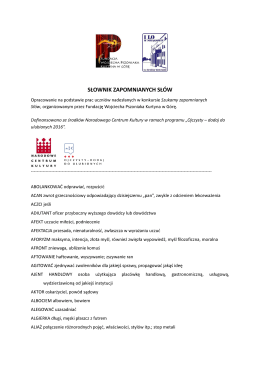 SŁOWNIK ZAPOMNIANYCH SŁ&Oacute;W