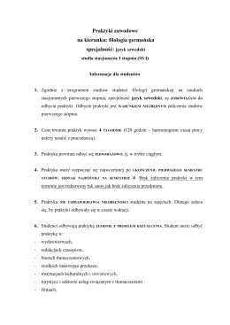 wytycznymi odbywania praktyk zawodowych