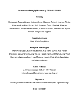 Strona redakcyjna - Towarzystwo Biblioteki Słuchacz&oacute;w Prawa