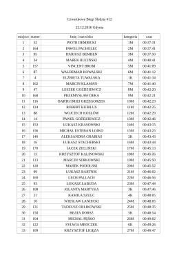 Czwartkowe Biegi Śledzia #12 22.12.2016 Gdynia miejsce numer