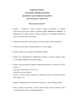 wytycznymi odbywania praktyk zawodowych