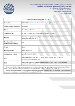 Ostrzeżenie meteorologiczne nr 109 silna mgła