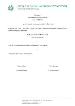 Uchwała nr 5 Rady Samorządu Studentów SGH z dnia 14.12.2016 r