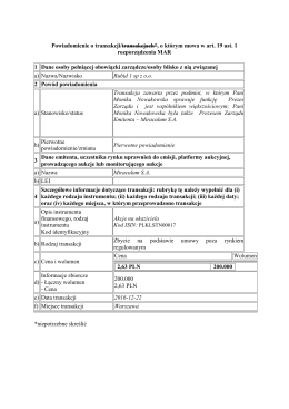 Powiadomienie o transakcji/transakcjach*, o którym