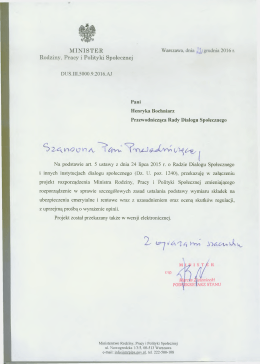 Pismo do Rady Dialogu Społecznego