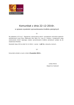 Komunikat z dnia 22-12-2016r.