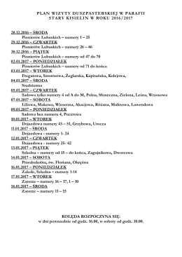 Plan Kolędy w Starym Kisielinie