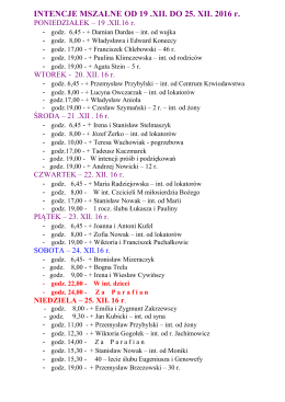 4 Niedziela Adwentu 11.12.2016 r.