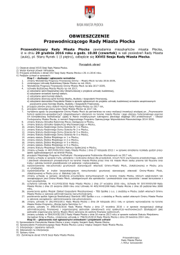OBWIESZCZENIE Przewodniczącego Rady Miasta Płocka
