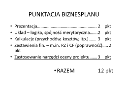 PUNKTACJA BIZNESPLANU