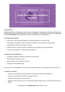 UX Dream Sp. z o.o. Junior Business Development Specialist Oferta