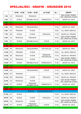 Grafik dyżur&oacute;w