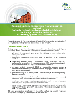 Ogłoszenie o naborze na stanowisko: Kierownik - ECDC