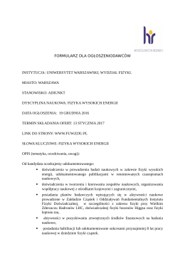 Adiunkt, fizyka wysokich energii