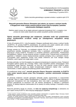 Rzecznik generalna Eleanor Sharpston jest zdania - curia