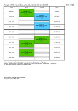 Plan zajęć - prof. ATH dr hab. in . Roman Kochan, A323, , tydzień