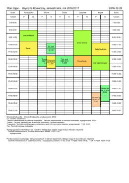 Plan zajęć - Krystyna Konieczny, semestr letni, rok 2016/2017 2016