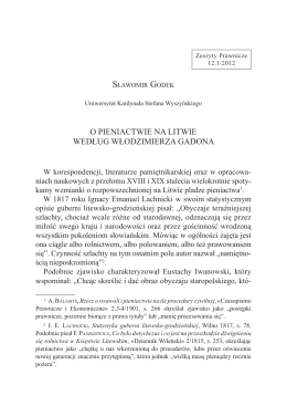 o Pieniactwie na Litwie wedłUg włodzimierza gadona