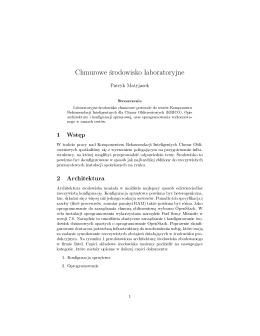 Chmurowe ±rodowisko laboratoryjne 1 Wst¦p 2 Architektura