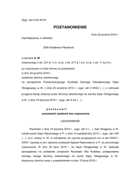 II KZ 45-16 - Sąd Najwyższy