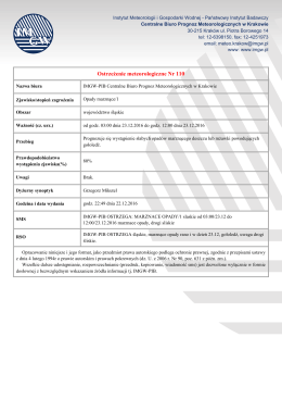 Ostrzeżenie meteorologiczne nr 110 opady marznące