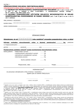 WZÓR 3 OŚWIADCZENIE ROLNIKA INDYWIDUALNEGO O