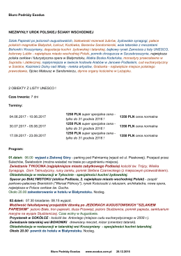 Biuro Podróży Exodus NIEZWYKŁY UROK POLSKIEJ ŚCIANY