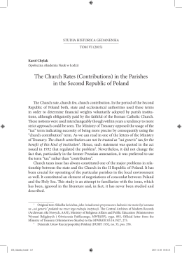 The Church Rates (Contributions) in the Parishes in the Second