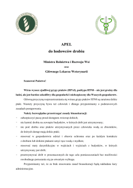 APEL do hodowc&oacute;w drobiu