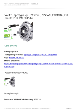 VALEO, sprzęgło kpl., 215mm., NISSAN ,PRIMERA ,2.0 ,96
