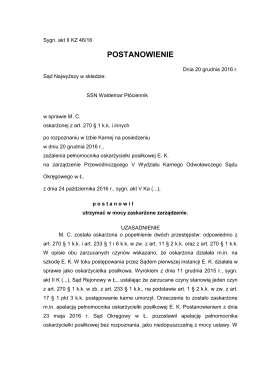 postanowienie - Sąd Najwyższy