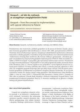 Geopark - od idei do realizacji, ze szczególnym uwzględnieniem