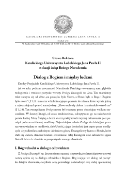 Słowem Rektora KUL ks. prof. dra hab. Antoniego Dębińskiego z