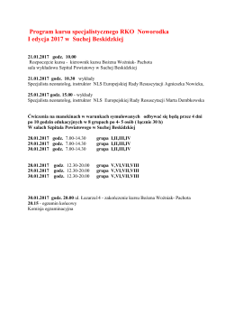 Program kursu specjalistycznego RKO Noworodka I edycja 2017 w