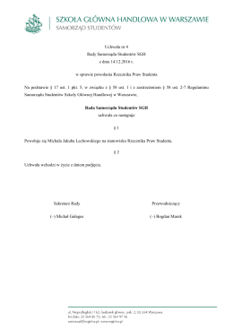 Uchwała nr 4 Rady Samorządu Studentów SGH z dnia 14.12.2016 r