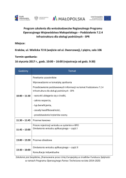 Program spotkania informacyjnego z cyklu Środa z funduszami dla