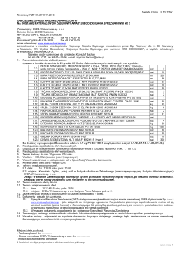 OGŁOSZENIE O ZAMÓWIENIU SEKTOROWYM - dostawy