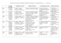 Grafik dyżur&oacute;w trener&oacute;w w okresie przerwy świątecznej