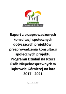 Raport z przeprowadzonych konsultacji społecznych dotyczących