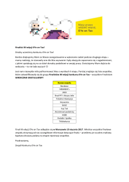 Finaliści XII edycji EYe on Tax! Drodzy uczestnicy konkursu EYe on