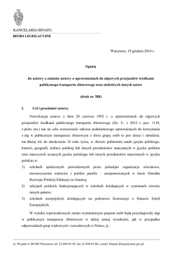 Opinia do ustawy o zmianie ustawy o uprawnieniach do ulgowych