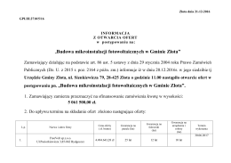 „Budowa mikroinstalacji fotowoltaicznych w Gminie Złota