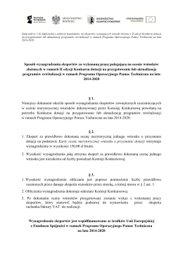 Sposób wynagradzania ekspertów za wykonaną pracę polegającą